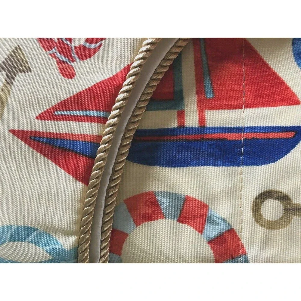 Sea Point Arched Tailored Valance Rope Cord Trim Nautical Print Summer Beach